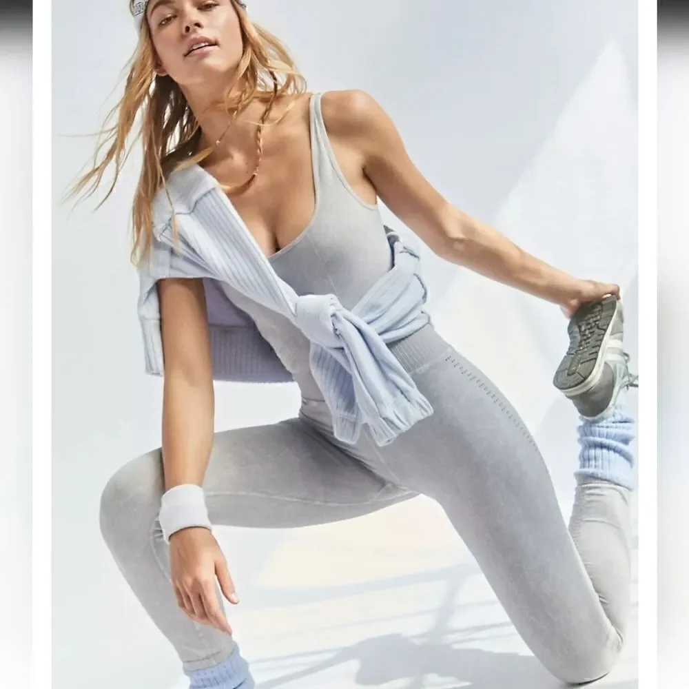 Free People Good Karma Onesie Ice Grey XS/S NWOT